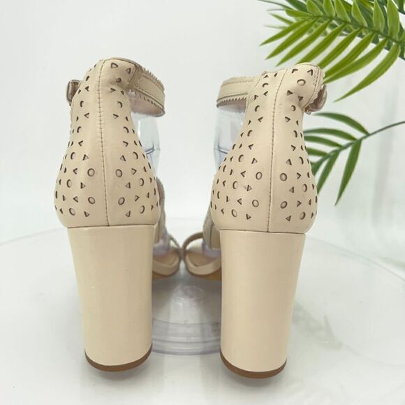 Botkier Gemi Sandals Women's Size 9.5 Ivory Cream Leather Block Heel Shoes - Picture 7 of 16